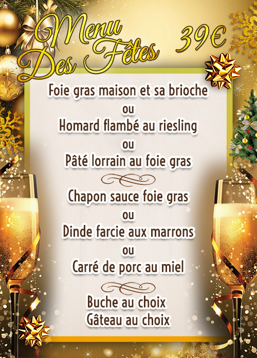 Menu des fêtes à 39€
